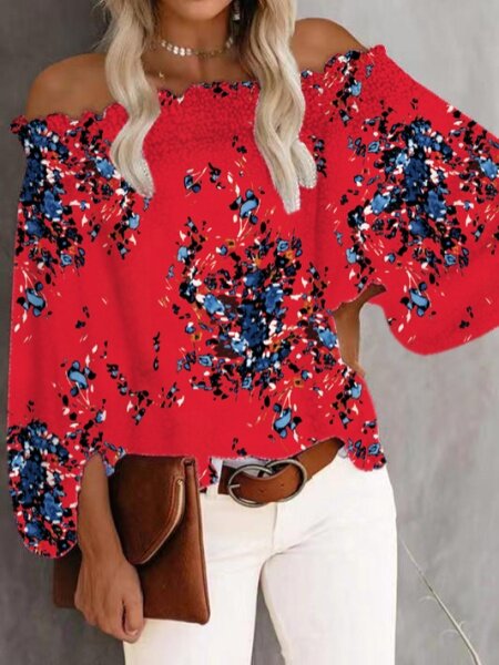 A One-Neck Off-The-Shoulder Chiffon Blouse H4MK8USLFK-Buy 8 items get 1 free sunglasses