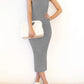 Stretchy Casual Midi Dress With Slit H4QDHW3WHN-Buy 8 items get 1 free sunglasses