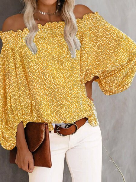 A One-Neck Off-The-Shoulder Chiffon Blouse H4MK8USLFK-Buy 8 items get 1 free sunglasses