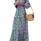V-Neck Long Sleeve Bohemian Dress HFLBP6KUSW（Buy 8 items get 1 free sunglasses）