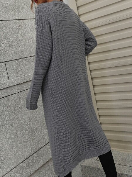 Solid Color Long Cardigan Sweater  HFDAQNUB7Y（Buy 8 items get 1 free sunglasses）