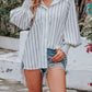 Vacation Sunscreen Mid-Length Striped Shirt H9ZTURYMKN（Buy 8 items get 1 free sunglasses）