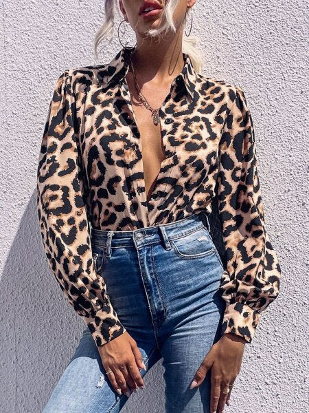 Loose Long-Sleeved Lapel Leopard Print Shirt
 HFLLQ9MANS（Buy 8 items get 1 free sunglasses）