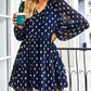 Gilded Polka Dot Long-Sleeved Dress HFL7FFFMQU（Buy 8 items get 1 free sunglasses）