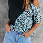 Leopard-Print Paneled Crewneck T-Shirt H9V36ASEFK（Buy 8 items get 1 free sunglasses）