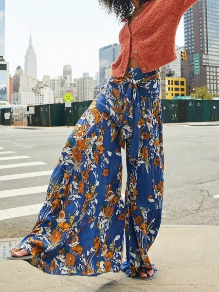 Printed Beach Wide Leg Strappy Trousers HFD7A5ZA52（Buy 8 items get 1 free sunglasses）