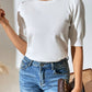 Crewneck Pleated Solid Color Sweater
 HWU5ENSEHW（Buy 8 items get 1 free sunglasses）