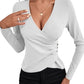 V-Neck Solid Slim Shirt H35NQDLKKN （Buy 8 items get 1 free sunglasses）