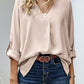 Relaxed-Fit V-Neck Long-Sleeved Shirt HFLWXQ28B9（Buy 8 items get 1 free sunglasses）